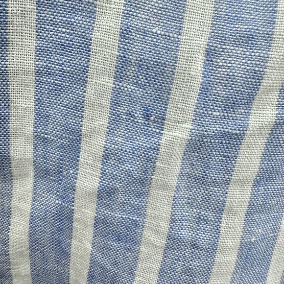 H&M blue striped linen 3/4 sleeve button up cropped top size Small boxy oversize - Picture 13 of 16